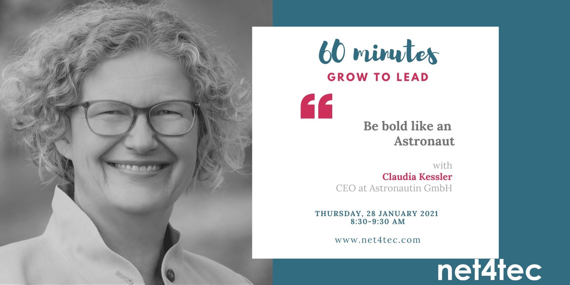 60' Grow to Lead with Claudia Kessler "Be bold like an Astronaut" 28.01.2021| net4tec