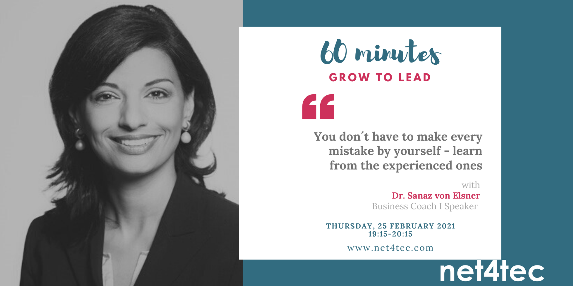 60' Grow to lead - Dr. Sanaz von Elsner "You don't have to make every mistake" | net4tec